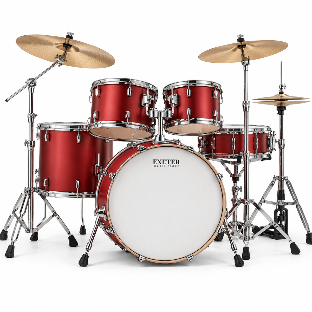 EXETER 5-Piece Acoustic Drum Set Red